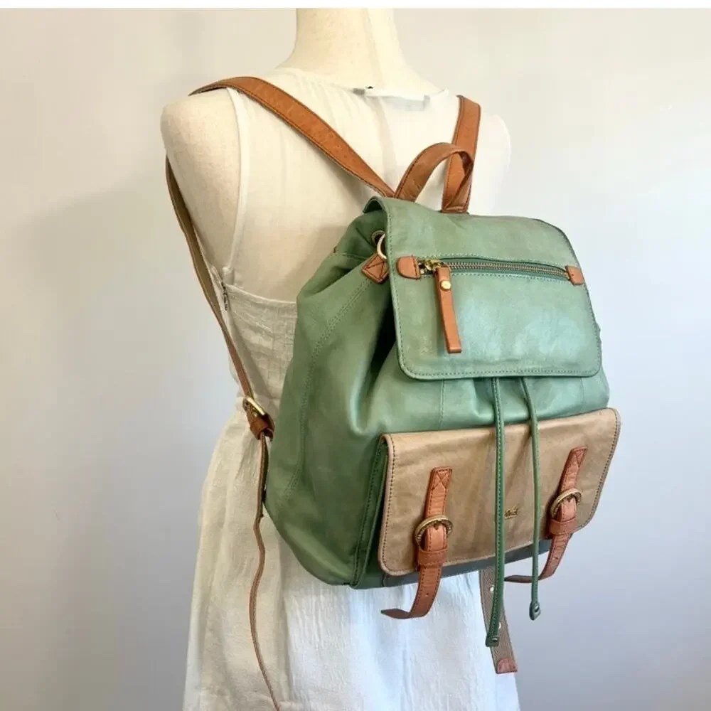 Salad Leather Convertible Backpack and Shoulder Bag